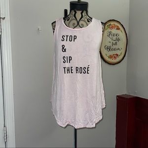 Stop & Sip the Rose Tank NWOT